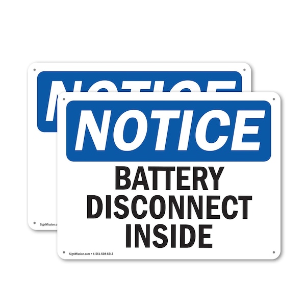 Signmission Battery Disconnect Inside, 24 in W x Rectangle, Plastic OS-2PACK-NS-P-1824-L-15297 - main